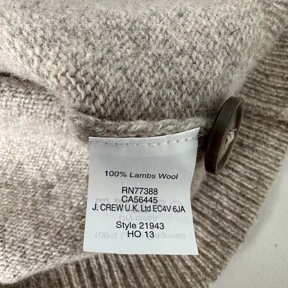 J Crew Lambswool Sweater Size M Tan Shawl Collar Grandpa - Picture 3 of 12